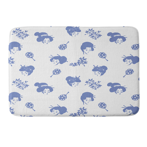 LouBruzzoni Light blue japanese pattern Memory Foam Bath Mat