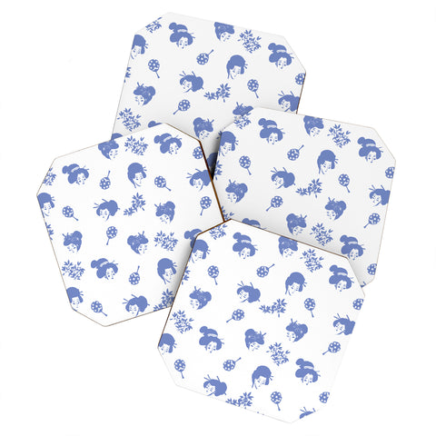 LouBruzzoni Light blue japanese pattern Coaster Set