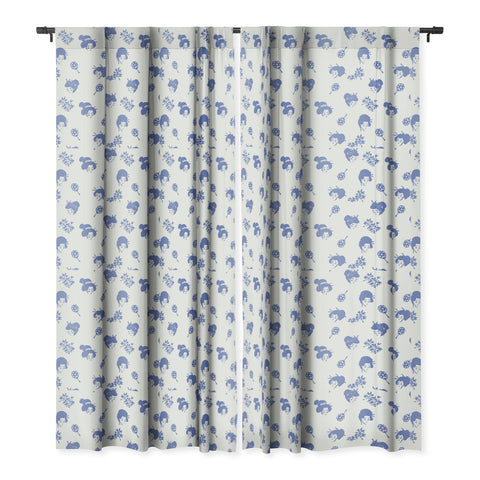 LouBruzzoni Light blue japanese pattern Blackout Window Curtain