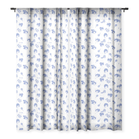 LouBruzzoni Light blue japanese pattern Sheer Window Curtain