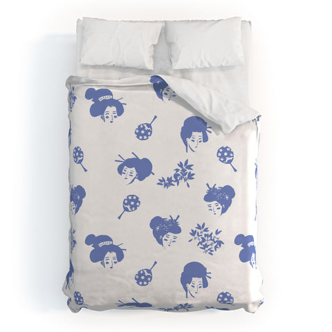 LouBruzzoni Light blue japanese pattern Duvet Cover