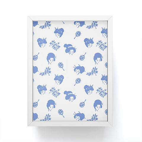 LouBruzzoni Light blue japanese pattern Framed Mini Art Print