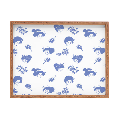 LouBruzzoni Light blue japanese pattern Rectangular Tray