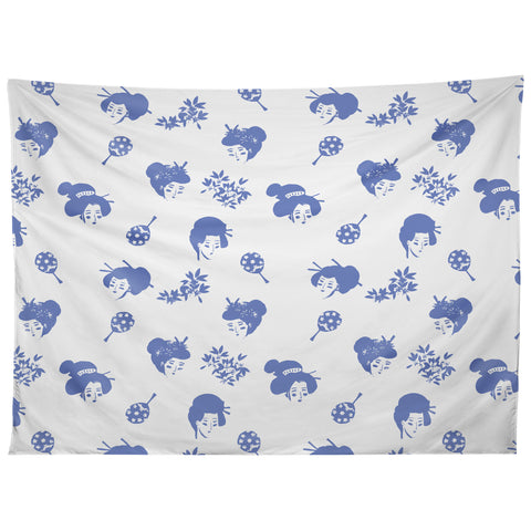 LouBruzzoni Light blue japanese pattern Tapestry