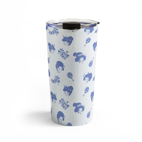 LouBruzzoni Light blue japanese pattern Travel Mug