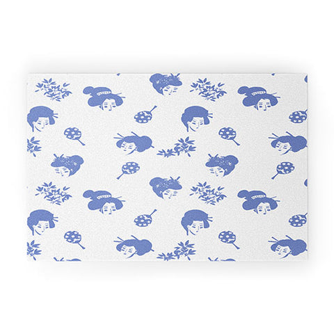 LouBruzzoni Light blue japanese pattern Welcome Mat