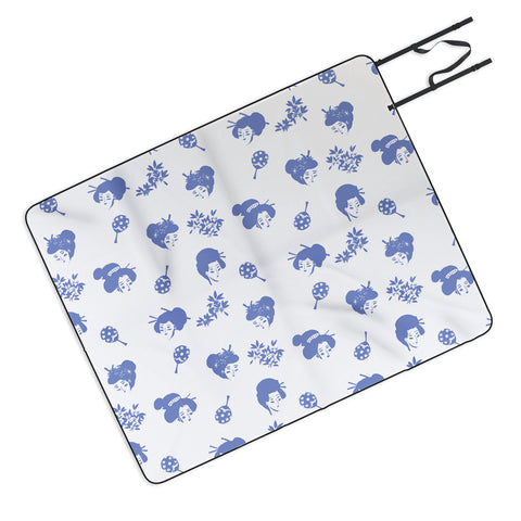 LouBruzzoni Light blue japanese pattern Picnic Blanket