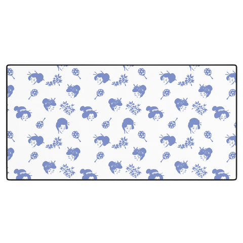 LouBruzzoni Light blue japanese pattern Desk Mat