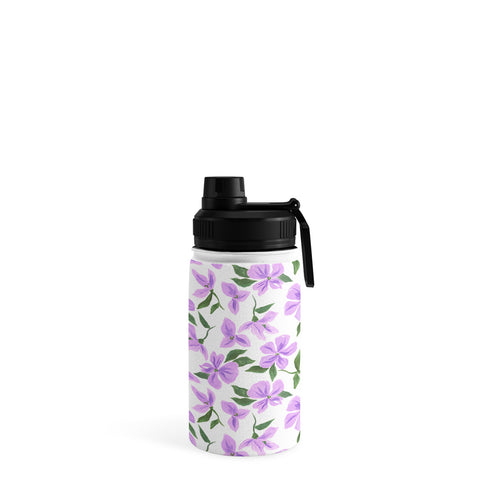 LouBruzzoni Lilac gouache flowers Water Bottle