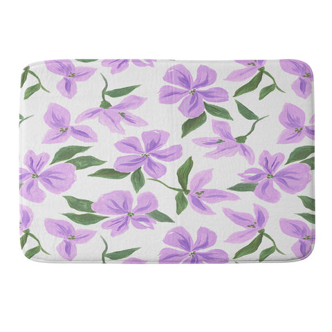 LouBruzzoni Lilac gouache flowers Memory Foam Bath Mat