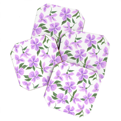 LouBruzzoni Lilac gouache flowers Coaster Set