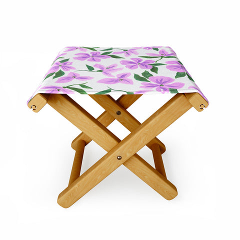 LouBruzzoni Lilac gouache flowers Folding Stool