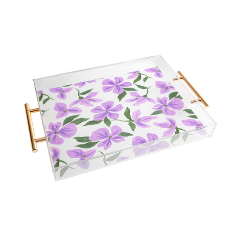 LouBruzzoni Lilac gouache flowers Acrylic Tray
