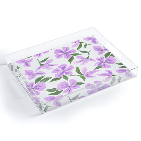 LouBruzzoni Lilac gouache flowers Acrylic Tray