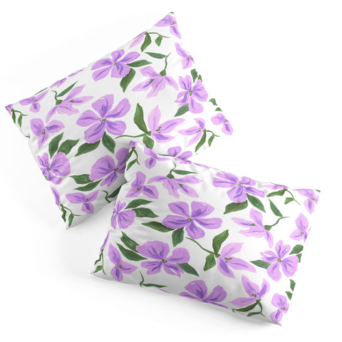 LouBruzzoni Lilac gouache flowers Pillow Shams