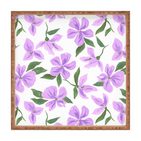 LouBruzzoni Lilac gouache flowers Square Tray