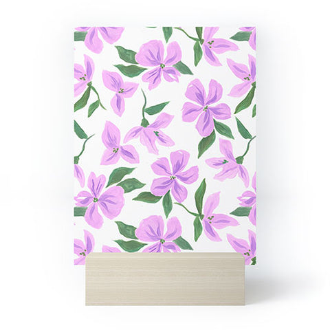 LouBruzzoni Lilac gouache flowers Mini Art Print