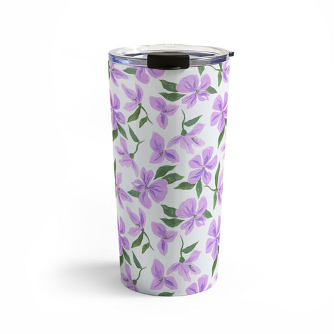 LouBruzzoni Lilac gouache flowers Travel Mug