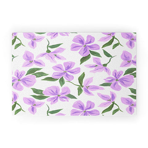LouBruzzoni Lilac gouache flowers Welcome Mat