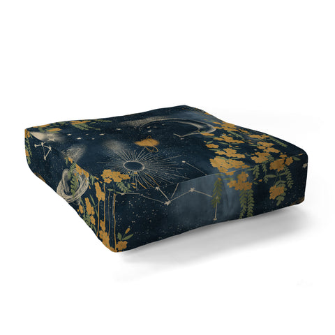 LouBruzzoni Midnight forest Floor Pillow Square