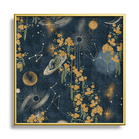 LouBruzzoni Midnight forest Square Metal Framed Art Print