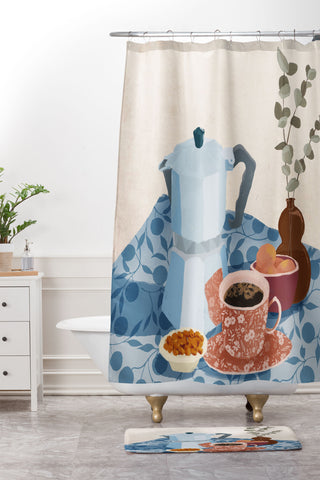 LouBruzzoni Morning coffee II Shower Curtain And Mat