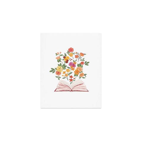 LouBruzzoni Open book blossom Orange Art Print
