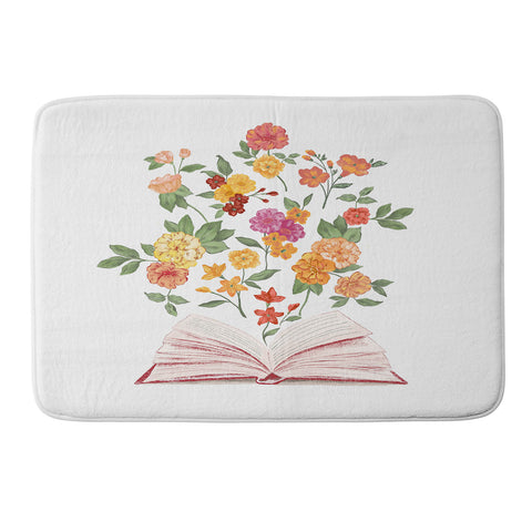 LouBruzzoni Open book blossom Orange Memory Foam Bath Mat