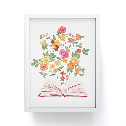 LouBruzzoni Open book blossom Orange Framed Mini Art Print