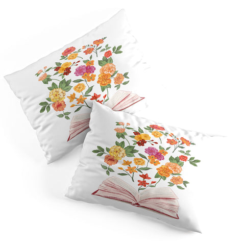 LouBruzzoni Open book blossom Orange Pillow Shams