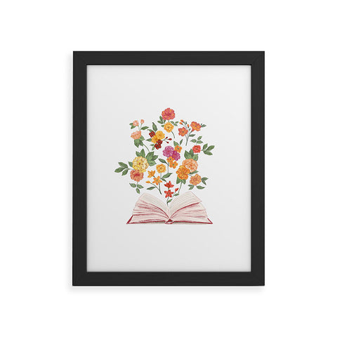 LouBruzzoni Open book blossom Orange Framed Art Print