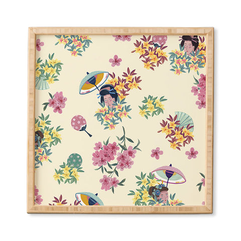 LouBruzzoni Pastel pink oriental pattern Framed Wall Art