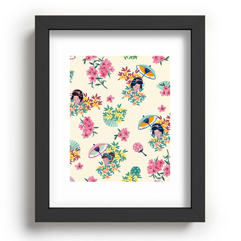 LouBruzzoni Pastel pink oriental pattern Recessed Framing Rectangle