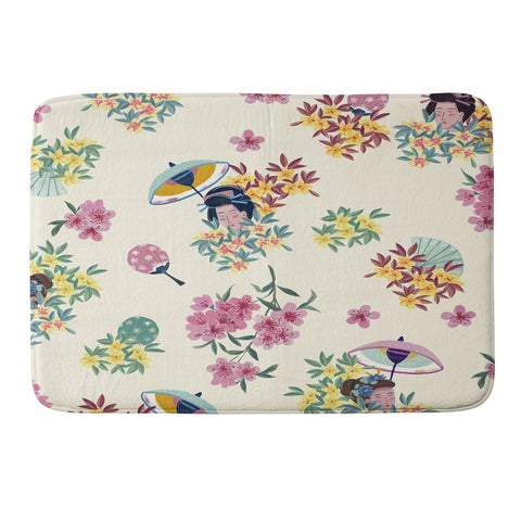 LouBruzzoni Pastel pink oriental pattern Memory Foam Bath Mat
