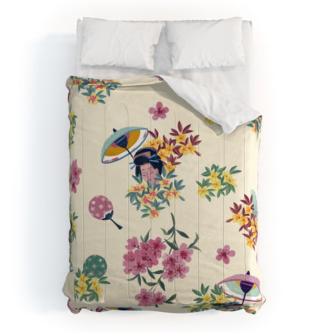 LouBruzzoni Pastel pink oriental pattern Comforter