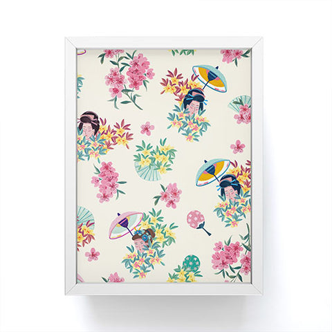 LouBruzzoni Pastel pink oriental pattern Framed Mini Art Print