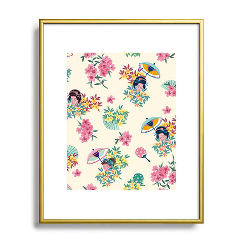 LouBruzzoni Pastel pink oriental pattern Metal Framed Art Print