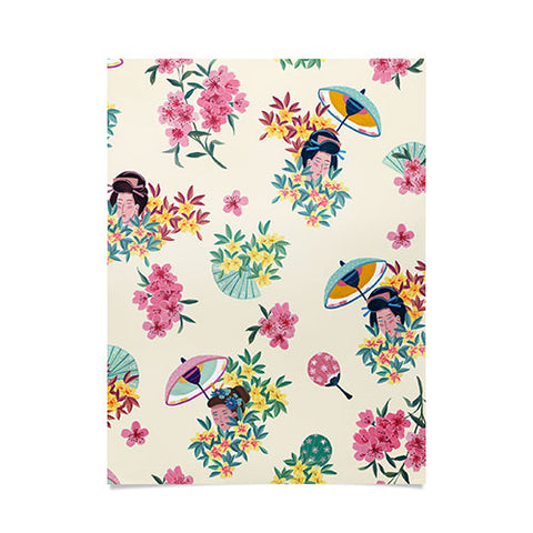 LouBruzzoni Pastel pink oriental pattern Poster