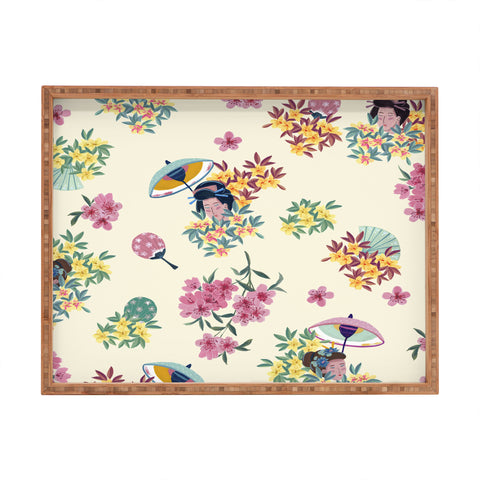 LouBruzzoni Pastel pink oriental pattern Rectangular Tray