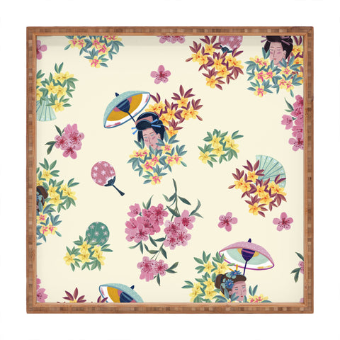 LouBruzzoni Pastel pink oriental pattern Square Tray