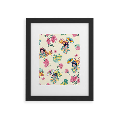 LouBruzzoni Pastel pink oriental pattern Framed Art Print