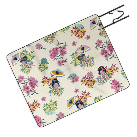 LouBruzzoni Pastel pink oriental pattern Picnic Blanket
