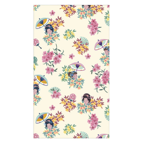 LouBruzzoni Pastel pink oriental pattern Tablecloth