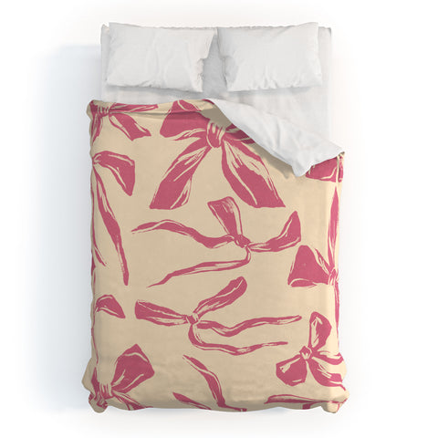 LouBruzzoni Pink bow pattern Duvet Cover