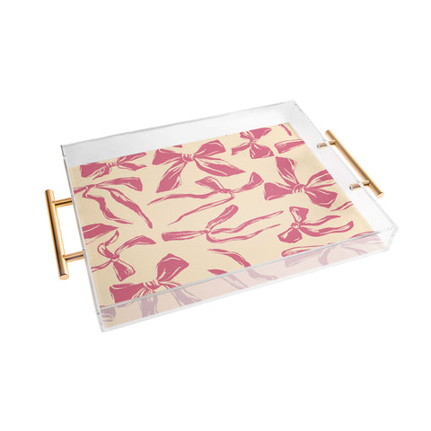 LouBruzzoni Pink bow pattern Acrylic Tray