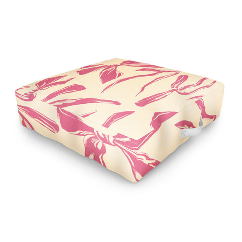 LouBruzzoni Pink bow pattern Outdoor Floor Cushion