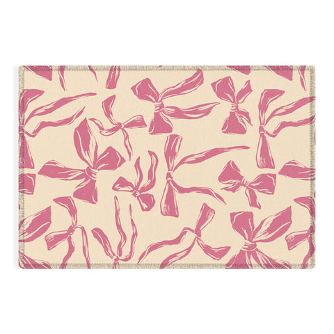 LouBruzzoni Pink bow pattern Outdoor Rug