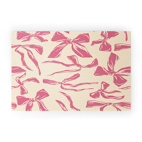 LouBruzzoni Pink bow pattern Welcome Mat
