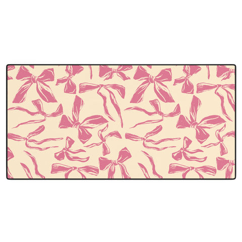 LouBruzzoni Pink bow pattern Desk Mat