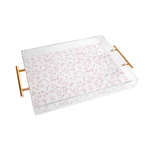 LouBruzzoni Pink romantic wildflowers Acrylic Tray